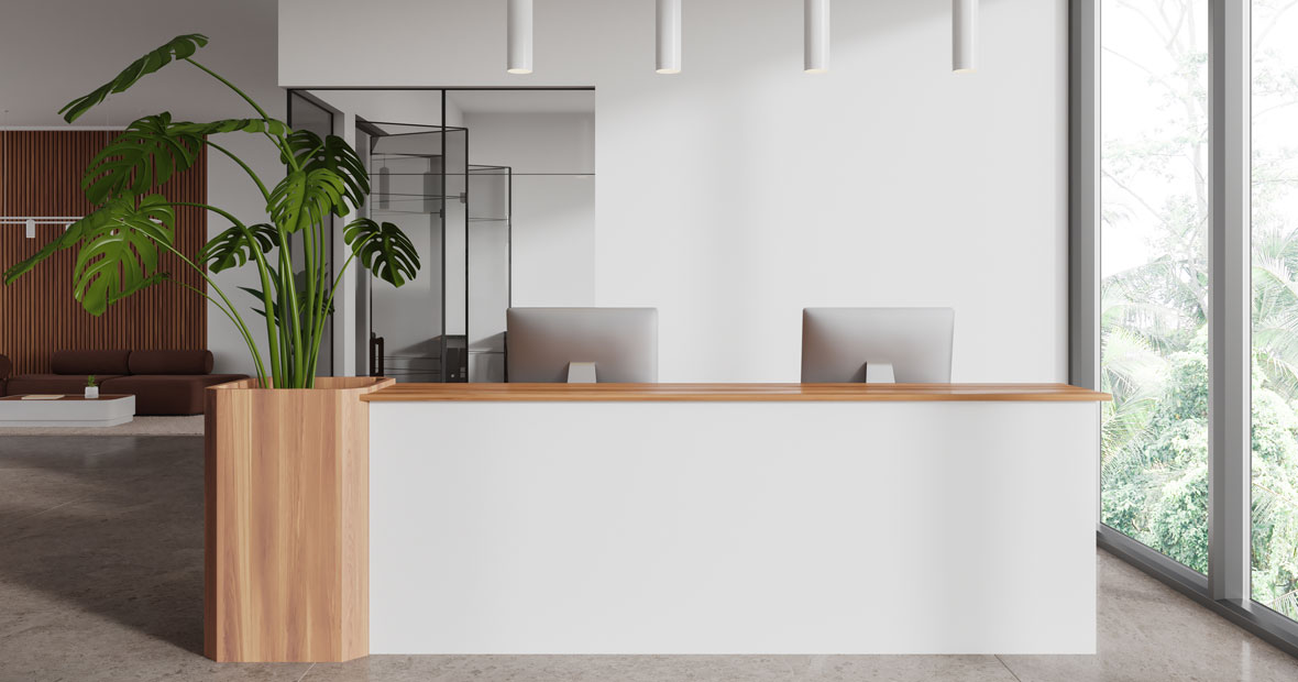 banque d'accueil en bois